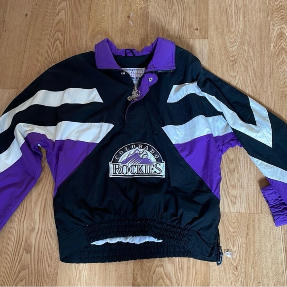 STARTER Vintage Colorado Rockies Black and Purple Starter  Jacket